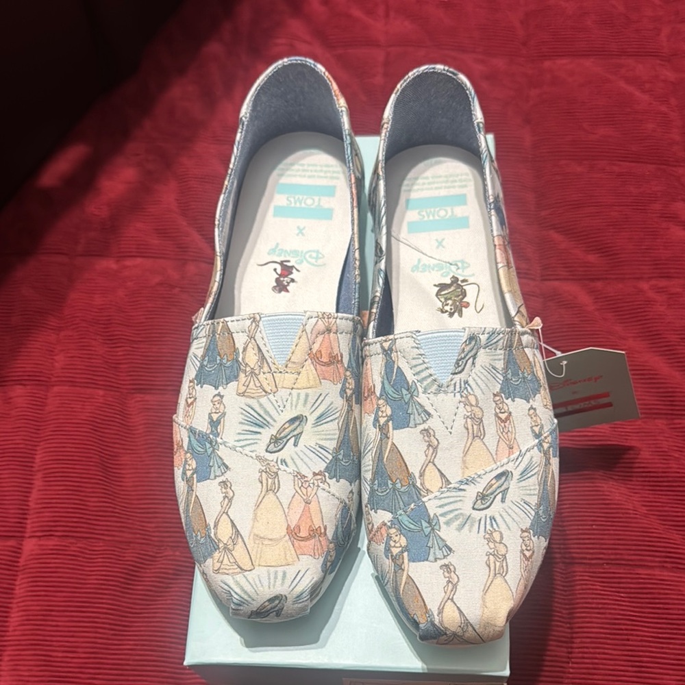 Toms Blue and Cream Moccasins Slip-On Shoes Disney
